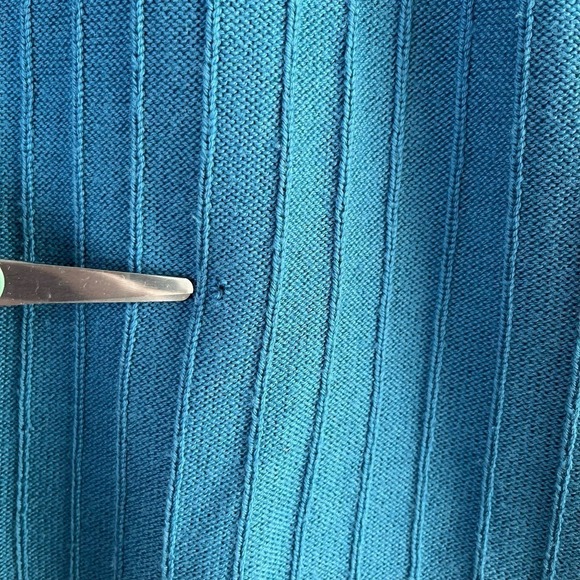 Eileen Fisher Merino Wool Ribbed Single‎ Button Cardigan in Teal, Size Medium - Picture 12 of 12